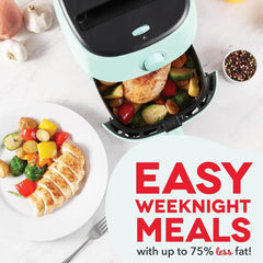 Electric Air Fryer + Oven Cooker with Temperature Control, Non-stick Fry Basket,  Auto Shut Off Feature,2.6 Quart - Teal