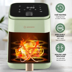 Moosoo 2 Quart Small Air Fryer, Compact Mini Air Fryer with Adjustable Temp/Time Control, Touchscreen