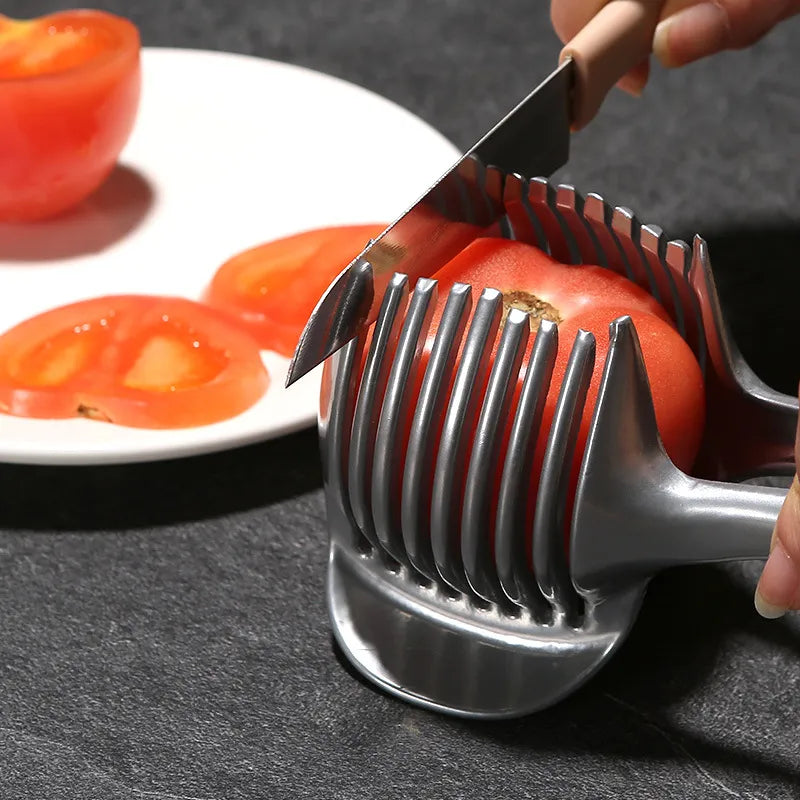 Stainless Steel Onion Holder & Slicer - Precision in Every Cut
